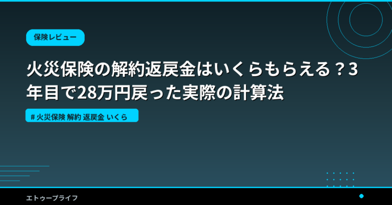 火災保険の解約返戻金はいくらもらえる？3年目で28万円戻った実際の計算法